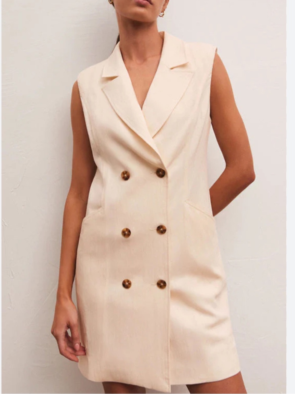NWT Z Supply Joanne Mini Dress Sandstone Sleeveless Blazer Dress Medium